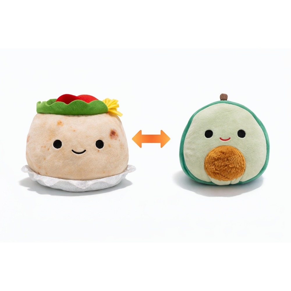 SQUISHMALLOWS Flip-A-Mallows 8" Bernardo Burrito‎ & Austin Avocado Reversible